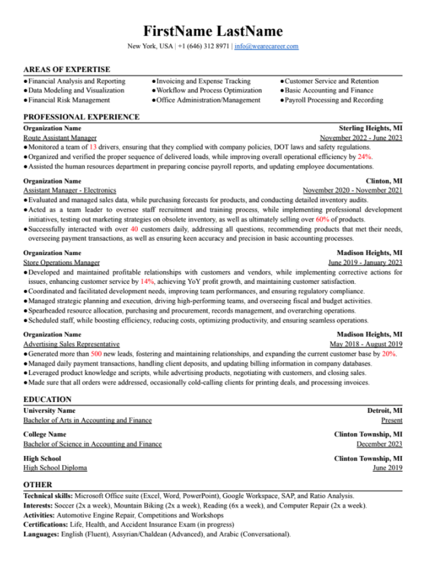 91b Resume Examples Resume Examples – Career